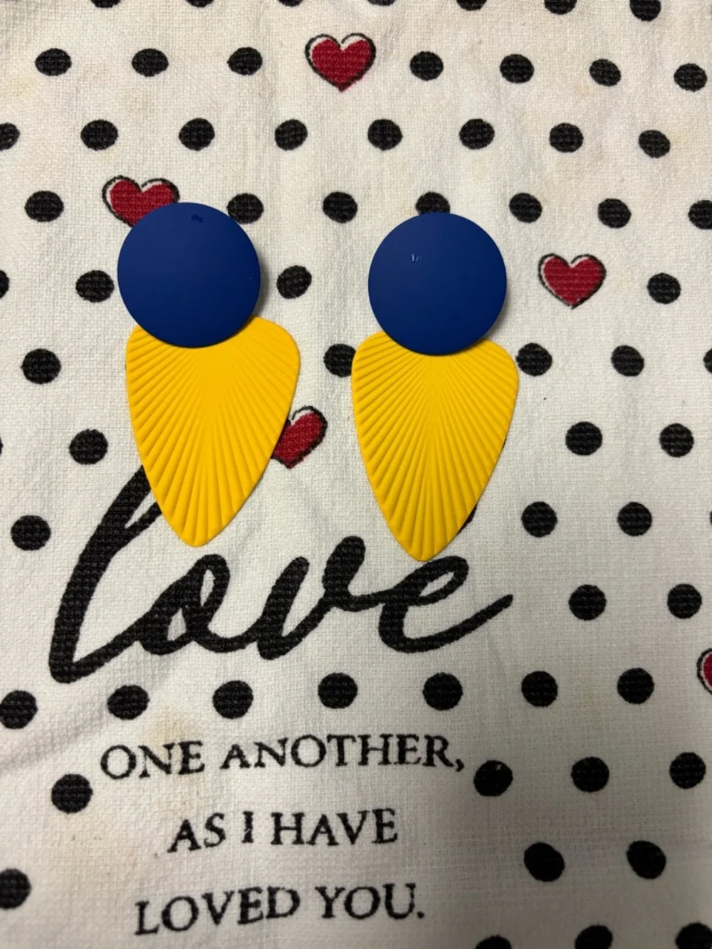 Bold‎ Blue and Yellow Statement Earrings